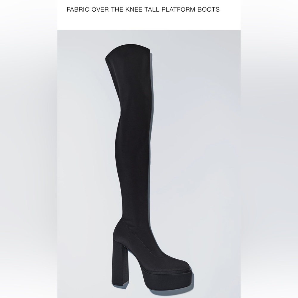 Fabric very long platform boots
